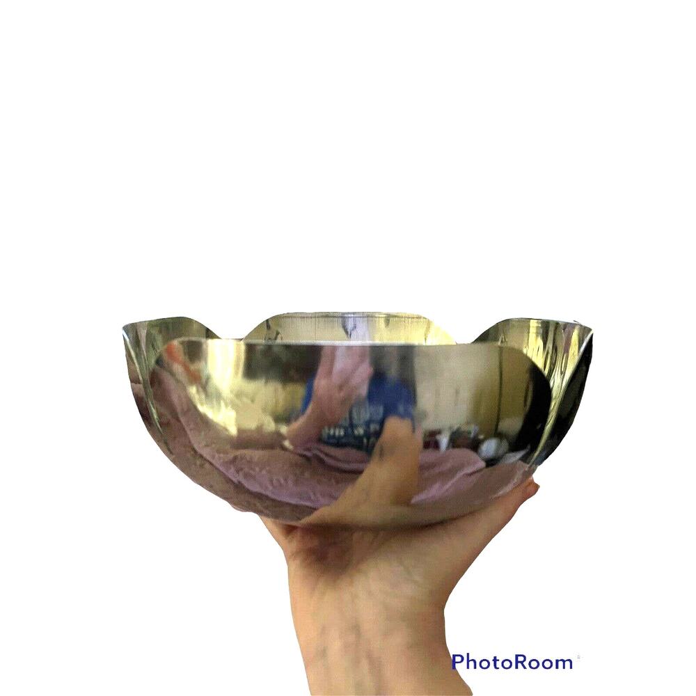 Silver floral metal bowl